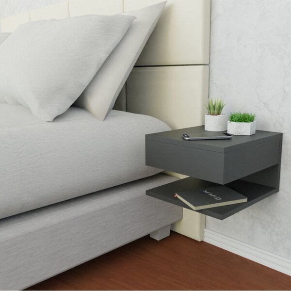 Mesa De Cabeceira Suspensa 1 Gaveta Superior Preto