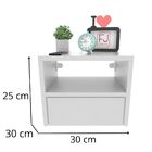 Mesa De Cabeceira Suspensa 30 Cm Com Gaveta Mdf Branco
