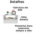 Mesa De Cabeceira Suspensa 40 Cm Com Gaveta Mdf Branco