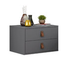 Mesa De Cabeceira Suspensa Cinza 45cm 2 Gavetas