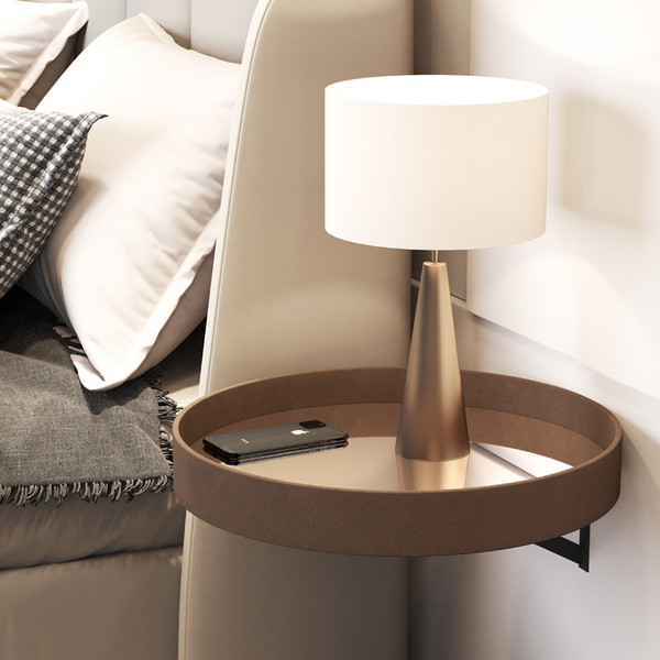 Mesa De Cabeceira Suspensa Espelhada Em Corino Jb 1155