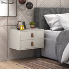 Mesa De Cabeceira Suspensa Off White 45cm 2 Gavetas