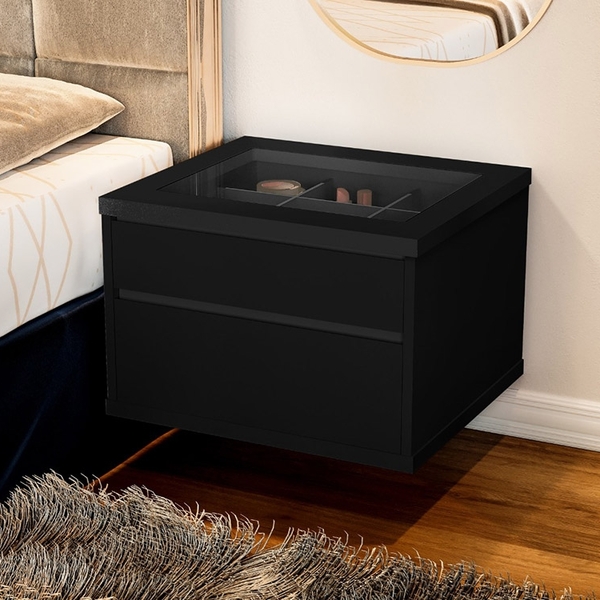 Mesa De Cabeceira Suspensa Preto - Planet Baby