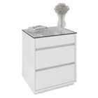 Mesa De Cabeceira Tampo De Vidro 50cm 3 Gavetas Belize C14 Br