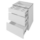 Mesa De Cabeceira Tampo De Vidro 50cm 3 Gavetas Belize C14 Br