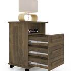 Mesa De Cabeceira Turim 3 Gavetas Amadeirado - Rv Móveis