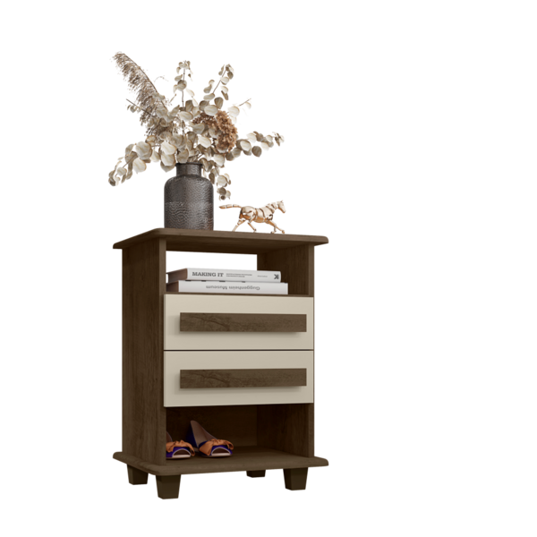 Mesa De Cabeceira Turim 3gavetas Freijó/offwhite - Rv Móveis