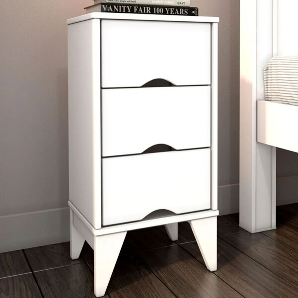 Mesa De Cabeceira Twister 3 Gavetas Tcil Moveis Branco Cestap