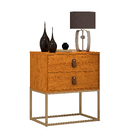 Mesa De Cabeceira Unic 45 Naturale Base Metalica Dourada