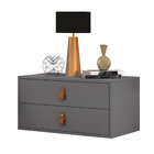 Mesa De Cabeceira Unic 60cm E 2 Gavetas Cor Cinza
