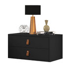 Mesa De Cabeceira Unic 60cm E 2 Gavetas Cor Preto