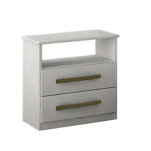 Mesa de Cabeceira Vanus 2 Gavetas Branco Sallêto Móveis