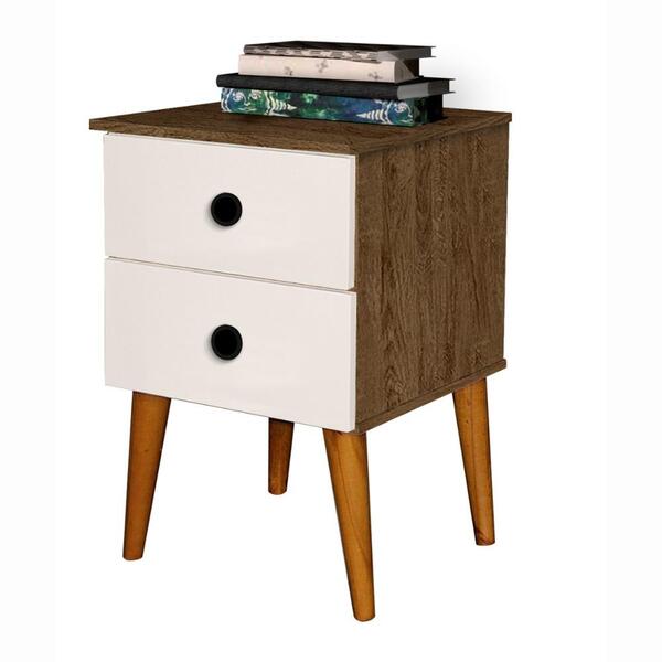 Mesa De Cabeceira Veneza 2 Gaveta Canela/off White Romar Móve