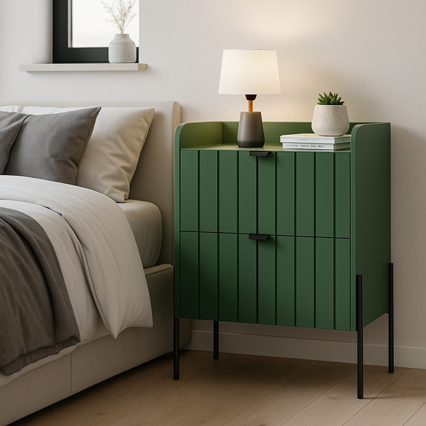 Mesa De Cabeceira Venus 45cm 100% Mdf Verde Base Metálica Pre