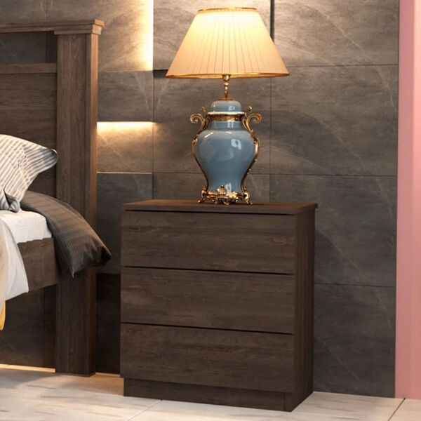 Mesa De Cabeceira Veronna 3 Gavetas Tcil Moveis Cumaru Rustic