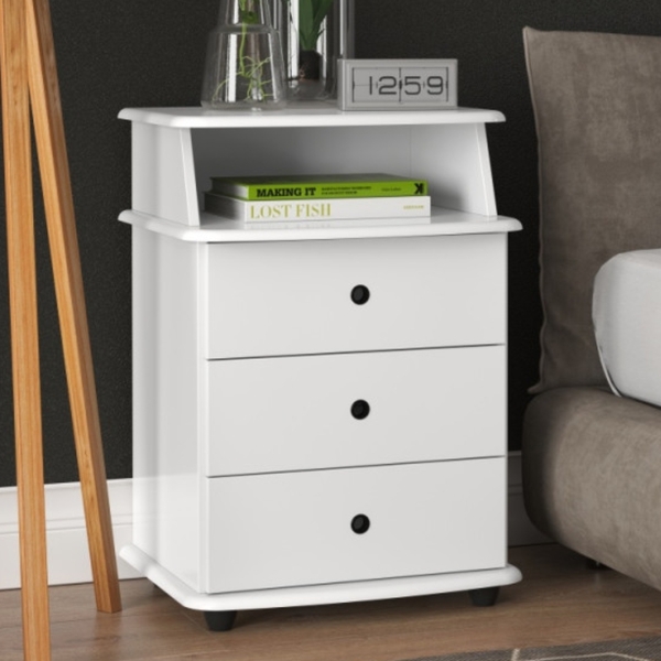 Mesa De Cabeceira Weber 3 Gavetas Branco