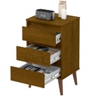 Mesa De Cabeceira Wood 3 Gavetas Retrô Pés Palito - Malbec -