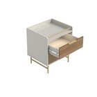 Mesa De Cabeceira Yves Com Iluminação Interna E Pés Metalizad