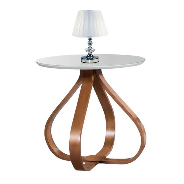 Mesa De Canto Bella Redonda Off White 60 Cm