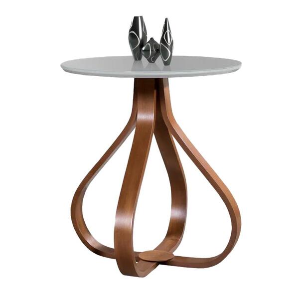 Mesa De Canto Bella Redonda Off White 70 Cm