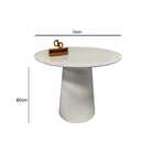 Mesa De Canto Com Vidro 70cm E Base Cone Laqueada - Off White