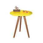 Mesa De Canto Com Vidro Tripé 70cm - Amarela - 60cm