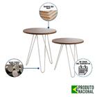 Mesa De Canto Duo Lisboa Ferro Branco Tampo Amêndoa