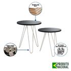 Mesa De Canto Duo Lisboa Ferro Branco Tampo Preto