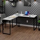 Mesa De Canto Em L Escrivaninha 120cm Industrial Branco Branco