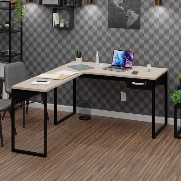 Mesa De Canto Em L Escrivaninha Com Gaveta Industrial 135x150