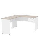 Mesa De Canto Em L Para Escritório 140x150cm Com Gaveta Carva