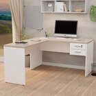 Mesa De Canto Em L Para Escritório 140x150cm Com Gaveta Carva