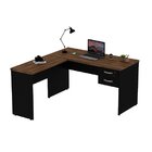 Mesa De Canto Em L Para Escritório 140x150cm Com Gaveta Nogal