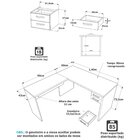 Mesa De Canto Em L Para Escritório Com Gaveta 2 Gavetas 140cm