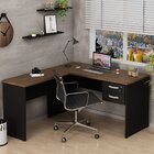 Mesa De Canto Em L Para Escritório Com Gaveta 2 Gavetas 140cm