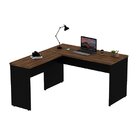 Mesa De Canto Em L Para Escritório Tampo 140cm Nogal Nogal