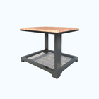 Mesa De Canto Em Metalon E Madeira Flutua - Cinza - 0,80x0,80