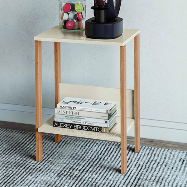 Mesa De Canto Industrial 1 Prateleira 100% Mdf Off White/frei