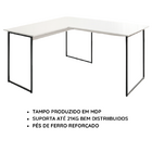 Mesa De Canto Industrial Em L Para Escritório 120x90cm Pés De