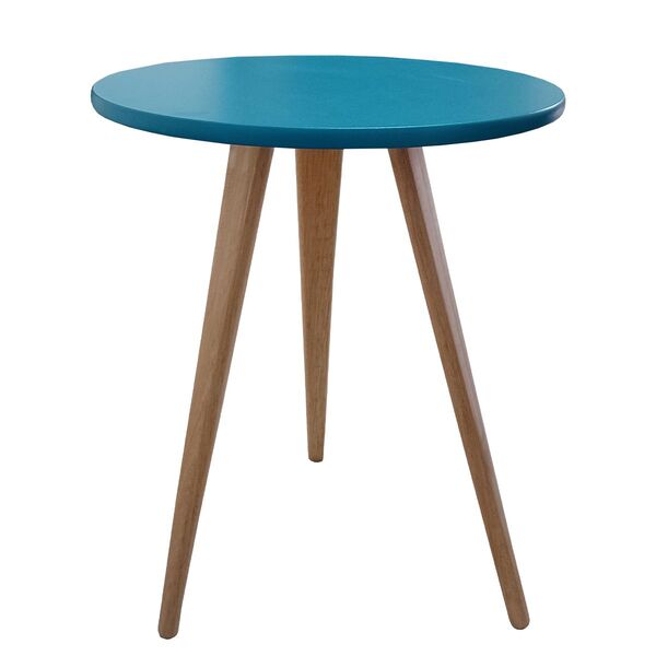 Mesa De Canto Lateral Pé Palito Redonda Retrô Karina Azul 56