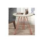 Mesa De Canto Lateral Redonda Mdf Pés De Ferro Un.  Off White