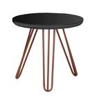 Mesa De Canto Lateral Redonda Mdf Pés De Ferro Un.  Preto