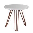 Mesa De Canto Lateral Redonda Mdf Pés De Ferro Un.  Preto