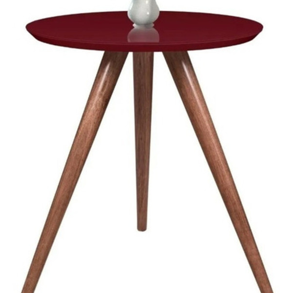 Mesa De Canto Lateral Redonda Vidro Laqueado Tampo Mdf Vidro