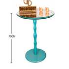 Mesa De Canto Monopé Com Espelho 45cm - Azul Turquesa - 70cm