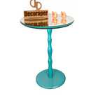 Mesa De Canto Monopé Com Espelho 45cm - Azul Turquesa - 70cm