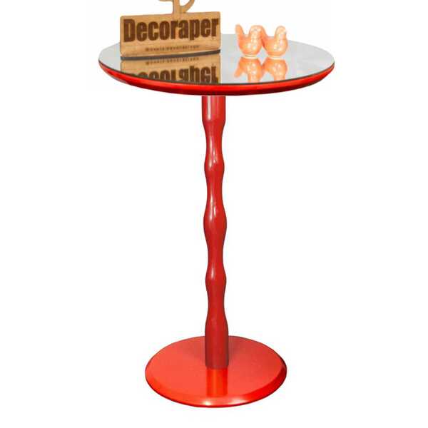 Mesa De Canto Monopé Com Espelho 45cm - Vermelha - 60cm
