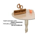 Mesa De Canto Monopé Com Vidro 50cm - Off White - 70cm
