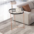 Mesa De Canto Orgânica Alamanda Com Espelho Preto/bronze - Jb