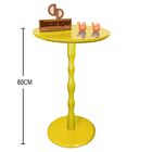 Mesa De Canto Ou Lateral Monopé Laqueada Com Vidro - Amarela